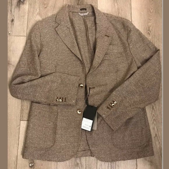 MASSIMO DUTTI Slim Fit Houndstooth Wool Blazer - Picture 4 of 9